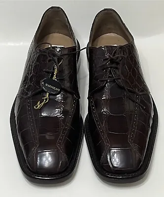 Romano Martegani Boutique Line Brown Alligator Mens Shoes 13M Made In Italy NWOB • $344