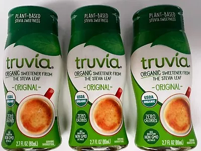 WOW! 3 TRUVIA ORIGINAL Liquid Stevia Sweetener Zero Sugar 2.7 Oz FAST FREE SHIP! • $17.88