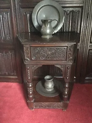 A  Victorian Side Table/ Hall Table C 1890 In The Carolean  Credence Style • £375