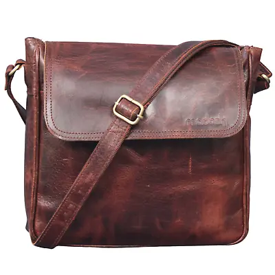 Genuine Buffalo Leather Crossbody Bag For Men Brown Shoulder Handmade Handbag • $54