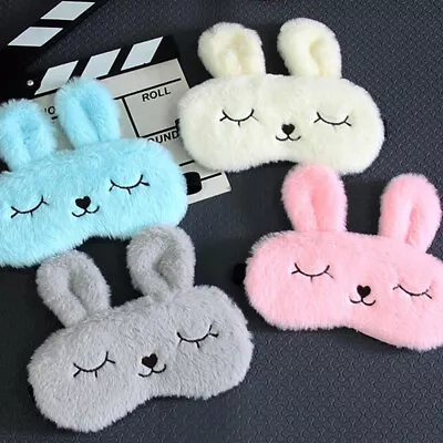  2 Pcs Kids Eyeshades For Sleeping Plush Rabbit Mask Heating • £10.18