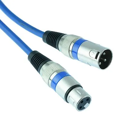 Blue 25cm XLR Patch Lead Male To Female Microphone Mic Cable • £2.49