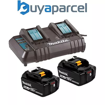 Makita BL1850 18v 2 X LXT 5.0ah Lithium-Ion Batteries + DC18SH Dual Port Charger • £215.59