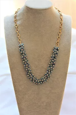 $12.99 • Buy J. Crew Pearl Buds Cluster Vintage Gold Statement Bib Necklace