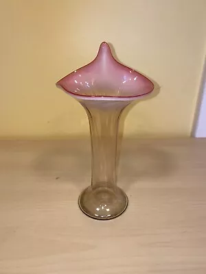 Pilgrim Cranberry Jack In The Pulpit Vase Hand Blown Art Glass • $20.99