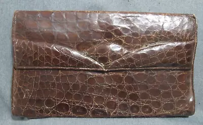 Vintage Genuine Brown Alligator Large Clutch Purse Bag For Repair Or Spare Parts • $29.99