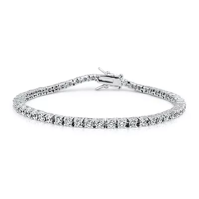 White Gold Plated Cz Silver Mens Tennis Chain Bracelet • $37.99