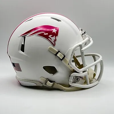 New England Patriots CUSTOM Matte White - White & Pink Mini Football Helmet • $65