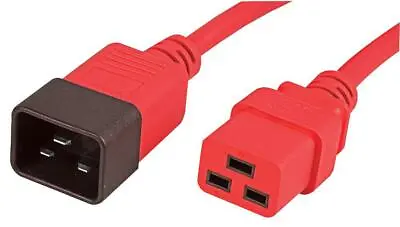 £8.59 • Buy P-C20C19RED1 - IEC Male C20 To Female C19 Extension Lead, Red, 1m, 16a, 250v