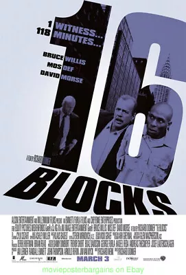 16 BLOCKS MOVIE POSTER DS 27x40 BRUCE WILLIS MOS DEF • $8