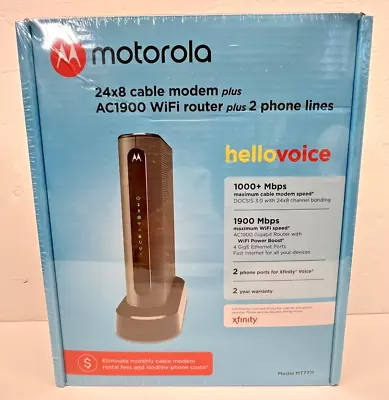 Motorola MT7711 24X8 Cable Modem AC1900 Dual Band Wi-Fi Gigabit Router Sealed • $115