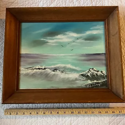 Vintage SEASCAPE Coast Ocean Painting Original Hand Painted Beach Signed • $143