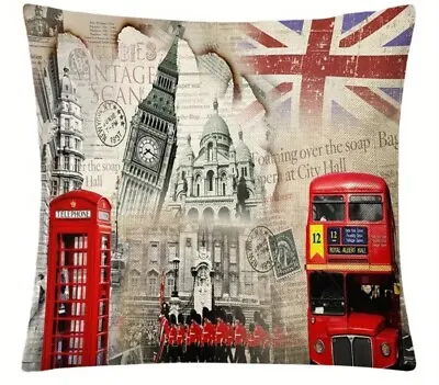 London Tower Bus Linen Cushion Cover Digital Print Decorative Accessory • £6.99