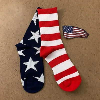 Tactical Pro Supply Women's One Size USA Flag Mismatch Crew Socks & Sticker NWT • $12.74