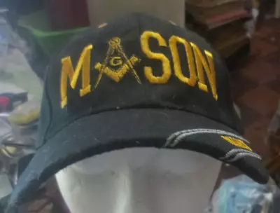 Mason Masonic Black Hat Cap Embroidered Adjustable • $9.99