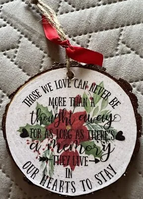 Memorial Poinsettia Loved Ones Christmas Handmade Tree Decoration Wood Slice • £4.85