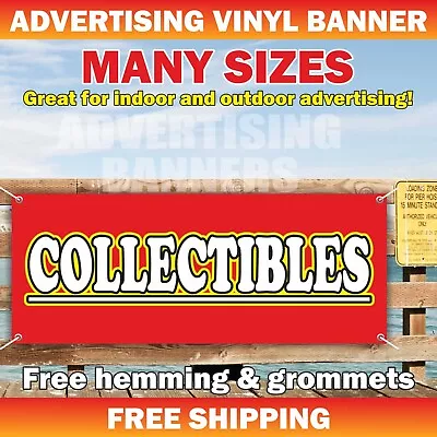 COLLECTIBLES Advertising Banner Vinyl Mesh Sign ANTIQUE STORE Vintage Shop • $159.95