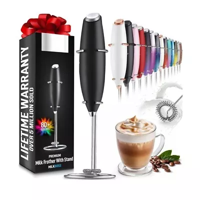 Kitchen Powerful Milk Frother Handheld Foam Maker For Lattes Black • $7.99