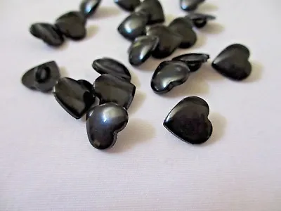 $2.99 • Buy 1/2  Wide 12 Mm BLACK HEARTS Plastic Shank Back Buttons - 24 Pieces