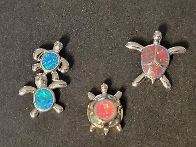 Turtle Fire Opal 3 Piece Lot Silver Jewelry Necklace Pendants 1699 • $8