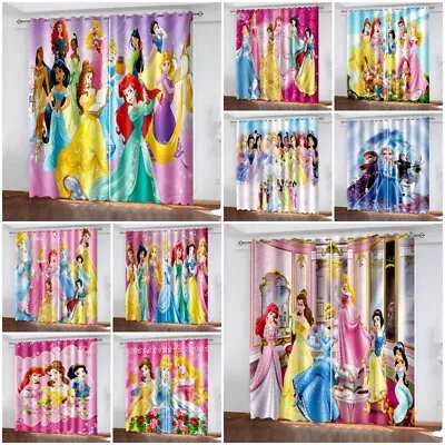 £25.19 • Buy Girls Disney Princess Curtains 3D Blackout Curtains Thermal Ring Top Eyelet Gift
