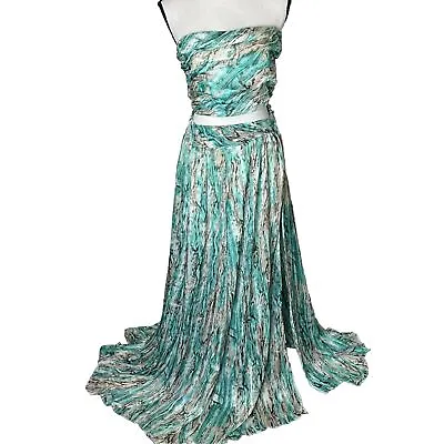 Hot Miami Styles Two Piece Maxi Green Snake Skin Print Maxi Dress; Size Small • $37.99