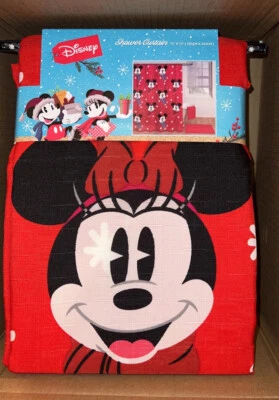 $29.56 • Buy DISNEY MICKEY & MINNIE MOUSE WINTER Christmas FABRIC Shower Curtain 72×72