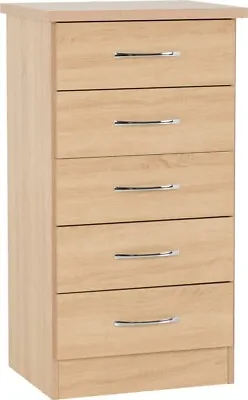 Nevada 5 Drawer Narrow Chest In Sonoma Oak Effect Finish • £99.99