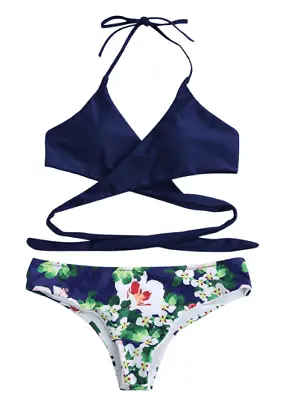 Zaful Halter Floral Wrap Bathing Suit Medium SALEb BB 27 • £12