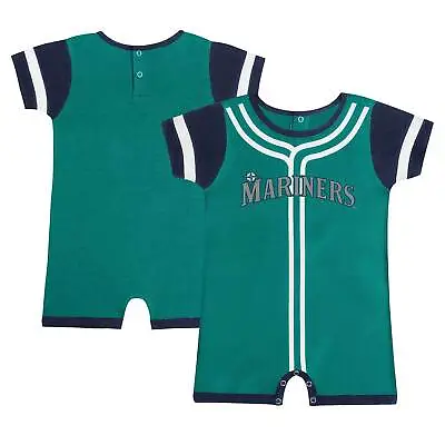 Newborn & Infant Fanatics Branded Aqua Seattle Mariners Fast Pitch Romper • $27.99