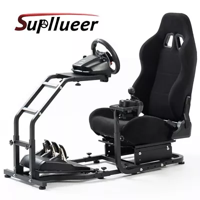 Supllueer Racing Simulator Cockpit Wheel Stand With Seat Fit Logitech G29 G923 • $276