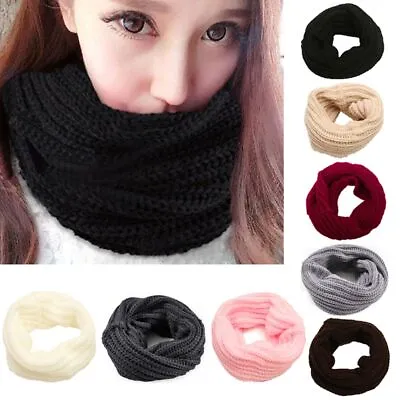 Winter Warm Shawl Neck Cowl Collar Knitting Wool Scarf Infinity Circle Cable • £4.38
