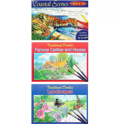 Colouring Books Book Colour Therapy Doodle Coastal Castles Landscapes Country • £4.99