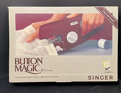 Vintage 1983 Singer Button Magic Hand Held Button Sewer Original Box • $16.95