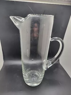 Vintage MCM Cocktail Clear Glass Martini Pitcher Dripless Spout/Ice Catcher • $15