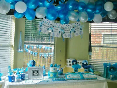 Baby Shower Blue Theme Foil & Latex Balloons New Born Boy Mum To Be Sash Baloons • $5.24