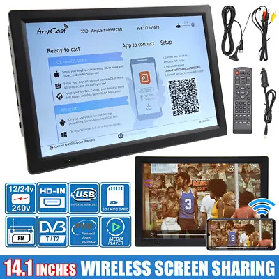 14  Portable LCD TV Freeview Digital Television Player With Rechargeable Battery • £103.54