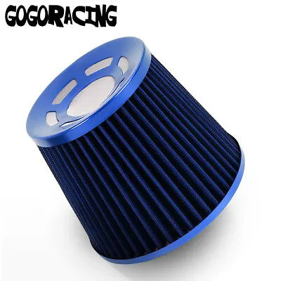 BLUE 3  76mm High Flow Inlet Cleaner Dry Filter Cold Air Intake Cone Replacement • $16.85