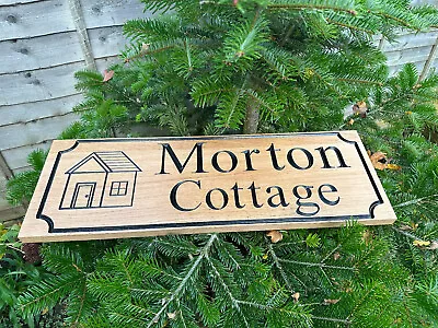 House Wooden Sign Carved Personalised Oak House Sign Engraved Wooden Signs. • £90