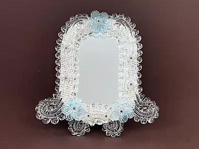 VTG Fratelli Tosi Murano Venetian Art Glass Bluebell Flower Vanity Table Mirror • $399.99