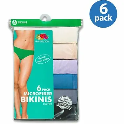Fruit Of The Loom Women's Bikinis 6-Pack   Microfiber & Tag Free       NEW!!!! • $11.99