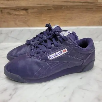 Women's 5.5 M Vtg 1980's Reebok Classic Free Style Purple Leather Shoes Sneakers • $66.09