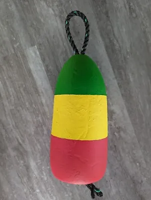 Large Hand Painted Maine Rasta Buoy W/ Rope Lobster Trap Pot Float Marley Reggae • $40