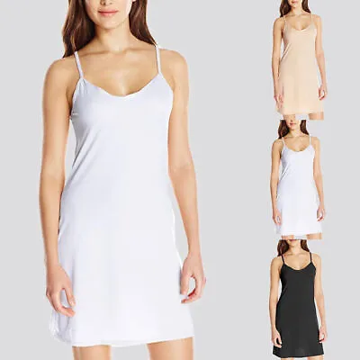 Ladies Plain Cling Resitant Underskirt Anti Static Petticoat Full Slip Dress UK • £7.89