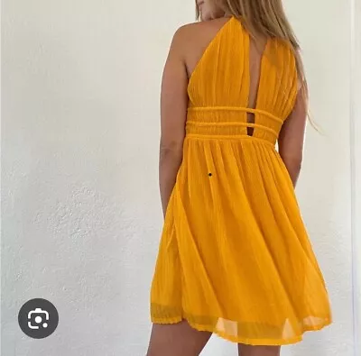H&M Size 12 Yellow Pleated Dress (V) • £6.99