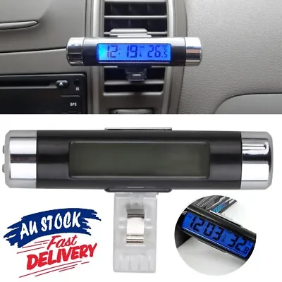 2 In 1 Blue Backlight Digital LCD Car Air Outlet Clip-on Clock Thermometer • $9.79