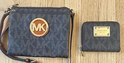 Michael Kors Fulton Signature Double Zip Snap Crossbody Bag + Wallet NWOT • $75