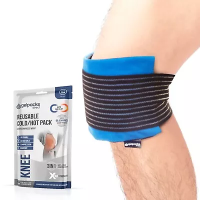 3-in-1 Knee Ice Pack Wrap - Reusable Ice Packs For Knees Hot And Cold Gel Pack • £14