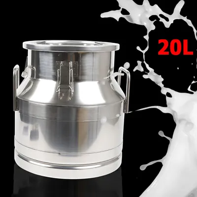 Stainless Steel Milk Can 20L Heavy Duty Milk Jug Bucket W/ Silicone Sealed Lid • $82.65