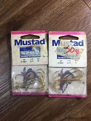 Vintage Mustad Fresh Water Hooked On Mustad 3/0  Lot Of Two 8 Per Pack • $4.99